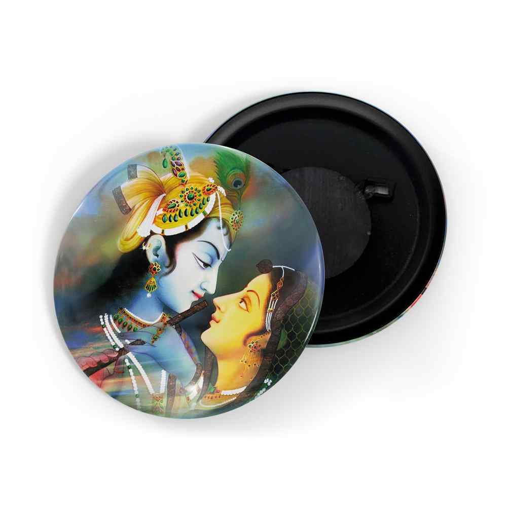 dhcrafts Fridge Magnet Multicolor Radha Krishna D10 Glossy Finish Design Pack of 1 (58mm)